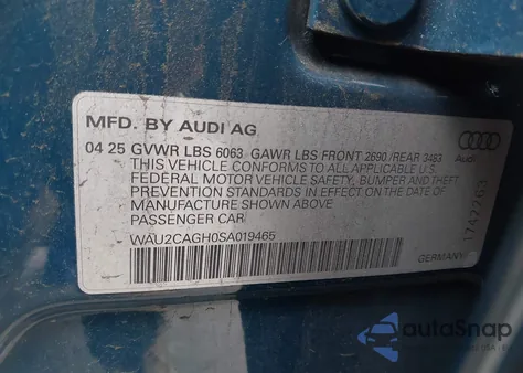 2025 Audi A6 E-Tron Premium Plus z USA, uszkodzony, nr VIN WAU2CAGH0SA019465